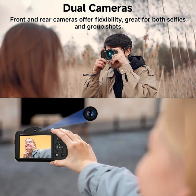 Alt view image 3 of 7 - Digital Camera, 4K WiFi 75MP Compact Camera with Touchscreen 16X Zoom, Autofocus Vlogging Travel Camera, 32GB SD Card for Teens Boys Girls Beginners (Black)