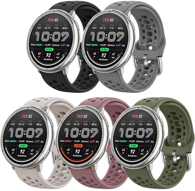 Main image of Watch Bands for Amazfit Active 2/Active 3 Premium/Active 5 Pack 20mm Soft Silicone Replacement Sports Strap for Amazfit Cheetah 2 Pro/GTS 4/Bip 3 Pro/U Pro Accessory Women Men
