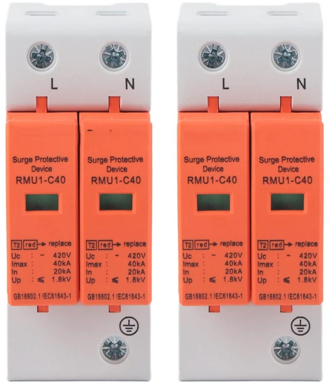 Main image of 2Pcs AC 420V 2P Protector SPD Protective Devices AC Arrester Protector Home Circuit Breaker (Imax: 40kA)