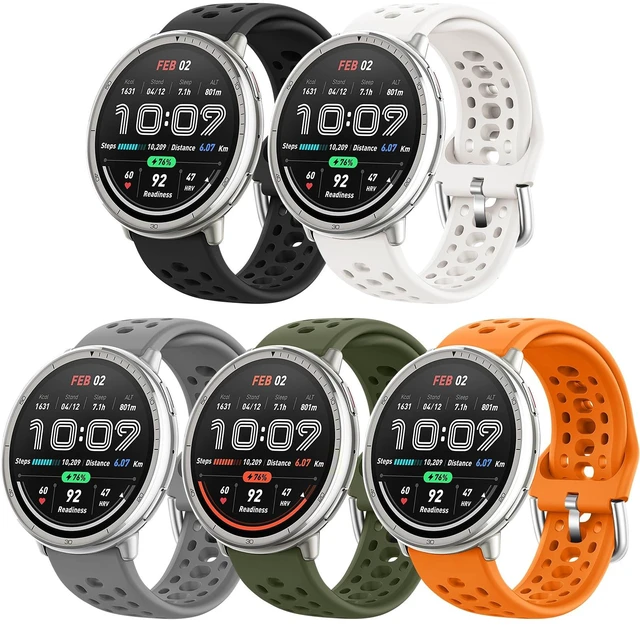 Main image of Watch Bands for Amazfit Active 2/Active 3 Premium/Active 5 Pack 20mm Soft Silicone Replacement Sports Strap for Amazfit Cheetah 2 Pro/GTS 4/Bip 3 Pro/U Pro Accessory Women Men