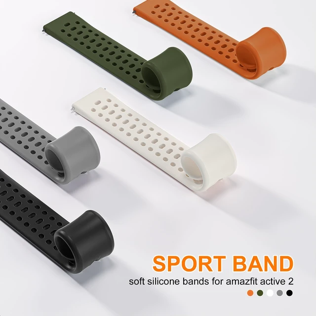 Alt view image 4 of 7 - Watch Bands for Amazfit Active 2/Active 3 Premium/Active 5 Pack 20mm Soft Silicone Replacement Sports Strap for Amazfit Cheetah 2 Pro/GTS 4/Bip 3 Pro/U Pro Accessory Women Men