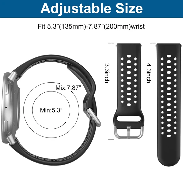 Alt view image 5 of 7 - Watch Bands for Amazfit Active 2/Active 3 Premium/Active 5 Pack 20mm Soft Silicone Replacement Sports Strap for Amazfit Cheetah 2 Pro/GTS 4/Bip 3 Pro/U Pro Accessory Women Men