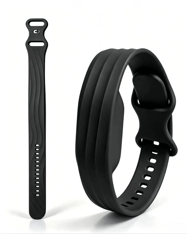 Main image of Silicone Band for Google Fitbit Air,Adjustable Replacement Strap, Obsidian 130-210mm, Tidal Wave/ Cutout/ Python Pattern, Ultra-Soft, Sweat Resistant, Waterproof, Anti-Scratch, Skin-Friendly Silicone