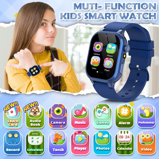 Alt view image 2 of 6 - Kids Smart Watches for Girls Boys Toys Ages 4-12 with 30+ Games Video Recorder Music Alarm Clock Learning Card HD Touchscreen 4 5 6 7 8 Year Olds Birthday Gift (Blue)