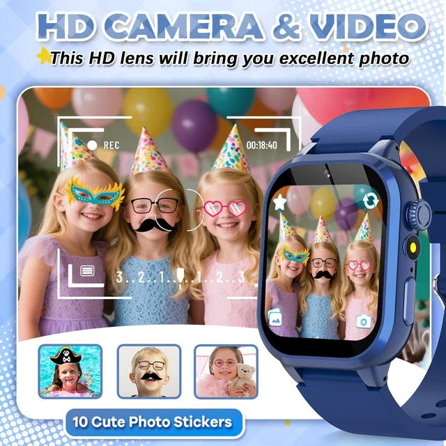 Alt view image 4 of 6 - Kids Smart Watches for Girls Boys Toys Ages 4-12 with 30+ Games Video Recorder Music Alarm Clock Learning Card HD Touchscreen 4 5 6 7 8 Year Olds Birthday Gift (Blue)