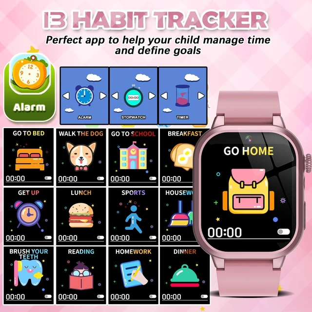 Alt view image 3 of 5 - Kids Smart Watches for Girls Boys Toys Ages 4-12 with 30+ Games Video Recorder Music Alarm Clock Learning Card HD Touchscreen 4 5 6 7 8 Year Olds Birthday Gift