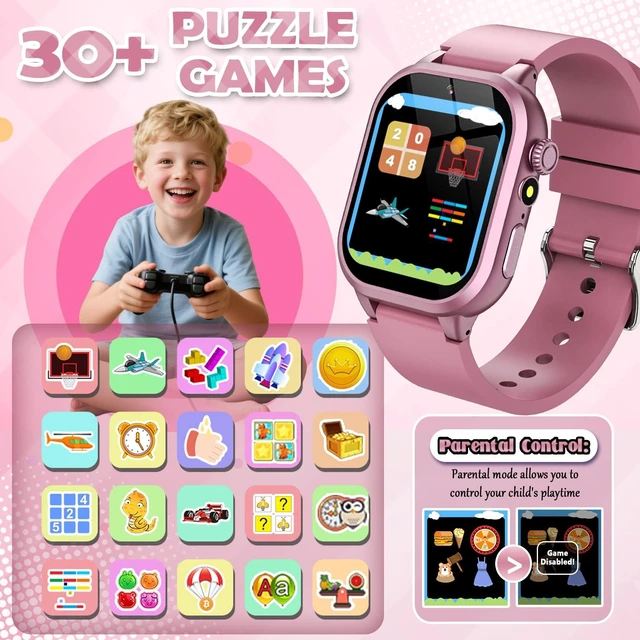 Alt view image 4 of 5 - Kids Smart Watches for Girls Boys Toys Ages 4-12 with 30+ Games Video Recorder Music Alarm Clock Learning Card HD Touchscreen 4 5 6 7 8 Year Olds Birthday Gift