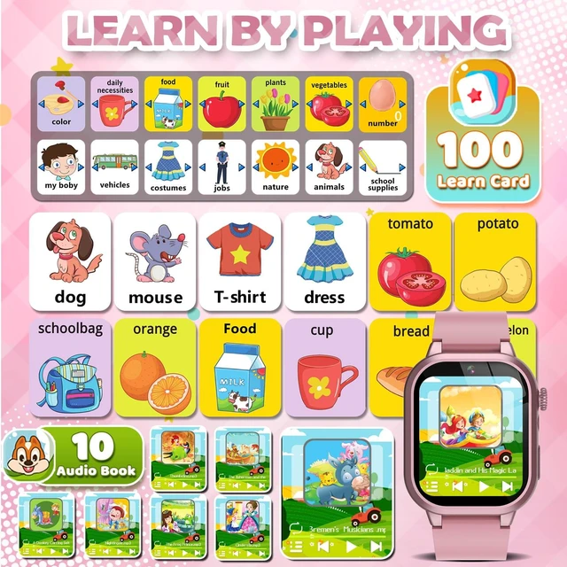 Alt view image 5 of 5 - Kids Smart Watches for Girls Boys Toys Ages 4-12 with 30+ Games Video Recorder Music Alarm Clock Learning Card HD Touchscreen 4 5 6 7 8 Year Olds Birthday Gift