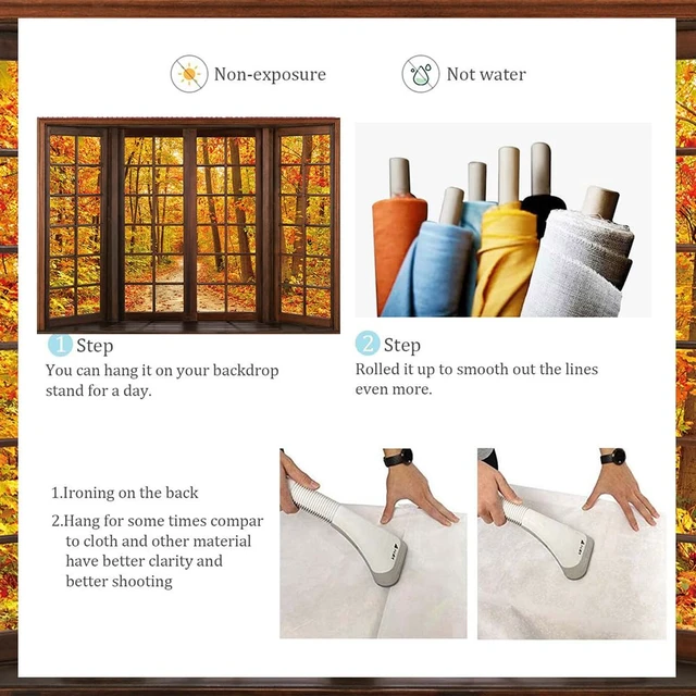 Alt view image 7 of 7 - 8x6ft Fall Wooden Window Backdrop Autumn Forest Scene Photography Banner Window Photography Backdrop, Autumn Maple Leaves Banner, Fall Natural Scenery Background for Thanksgiving Party Supplies