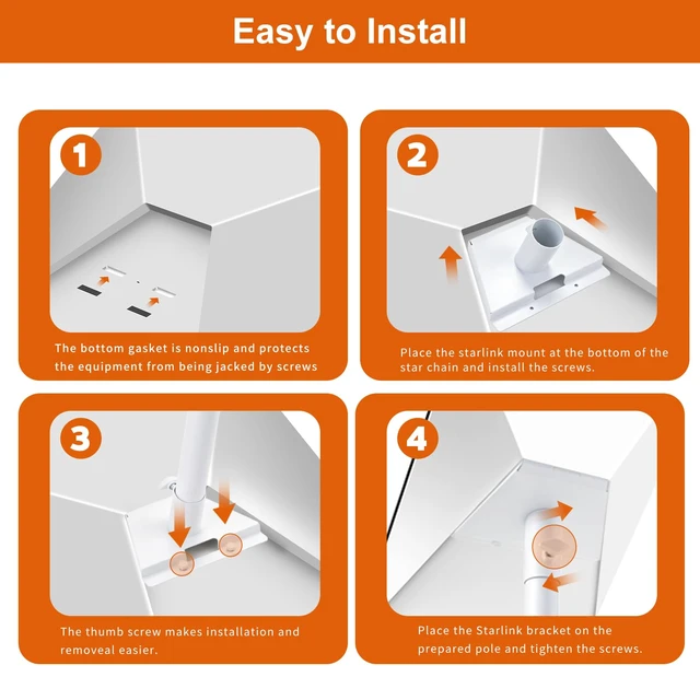 Alt view image 2 of 7 - Starlink Mount for Standard 4/4X/Gen 3, with 2-in-1 Router Mount Heavy Duty Wall Bracket 360° AdjustableStarlink Mast Holder with Pipe Adapter Starlink Long Wall Mount Kit White