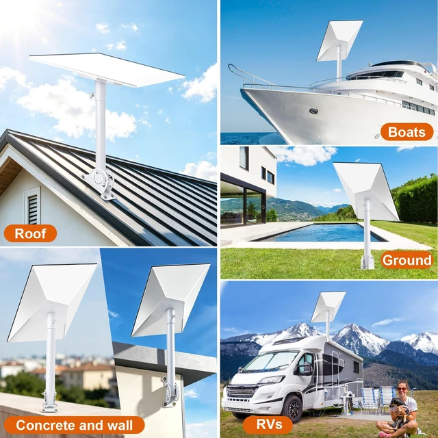 Alt view image 7 of 7 - Starlink Mount for Standard 4/4X/Gen 3, with 2-in-1 Router Mount Heavy Duty Wall Bracket 360° AdjustableStarlink Mast Holder with Pipe Adapter Starlink Long Wall Mount Kit White