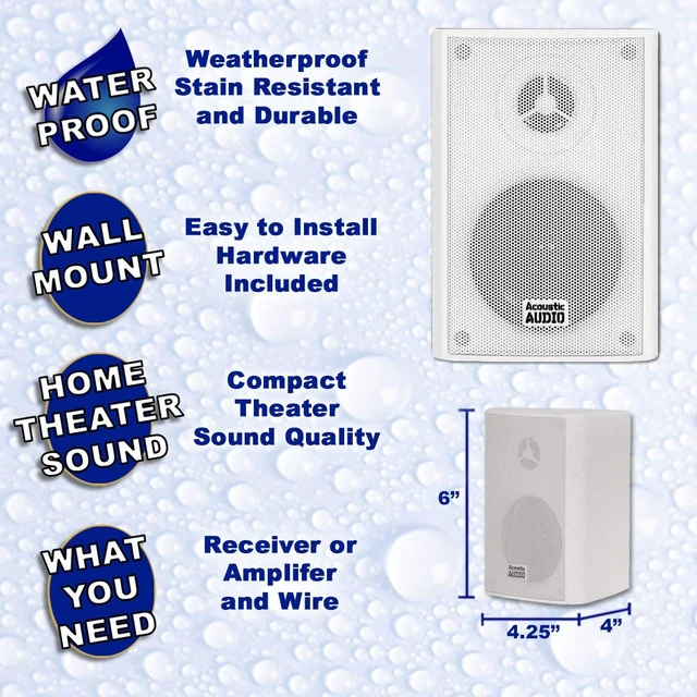 Alt view image 2 of 7 - AA351W 2 Way High Performance Indoor Outdoor 500W Speakers with Powerful Bass (1 Pair, White)