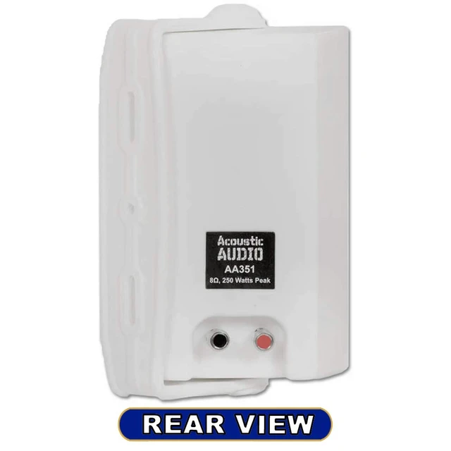 Alt view image 7 of 7 - AA351W 2 Way High Performance Indoor Outdoor 500W Speakers with Powerful Bass (1 Pair, White)