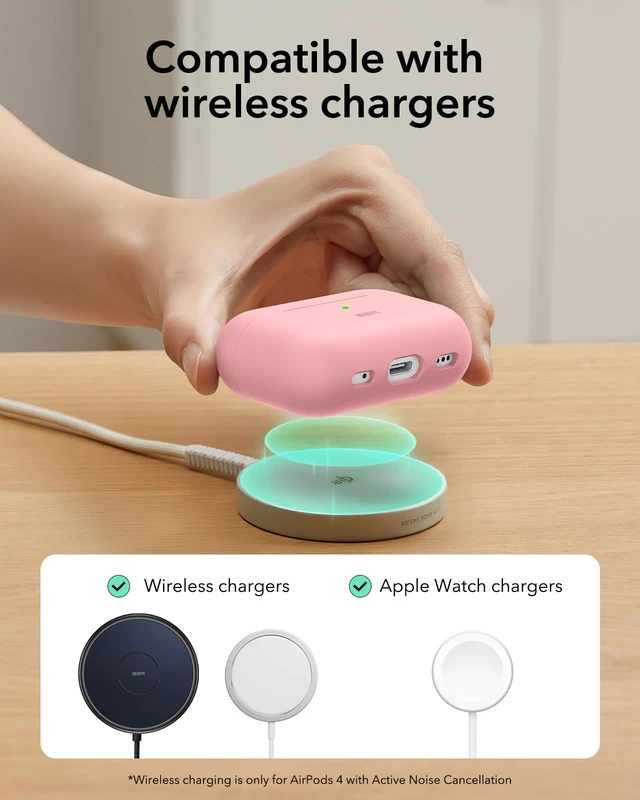Alt view image 7 of 7 - for AirPods Pro 2 Case, Magnetic Lid, Cloud Series, Pink Compatible with AirPods Pro 2nd/1st Case (2023/2022/2019), (USB-C/Lightning Cable), Full Drop Protection Cover with Carabiner