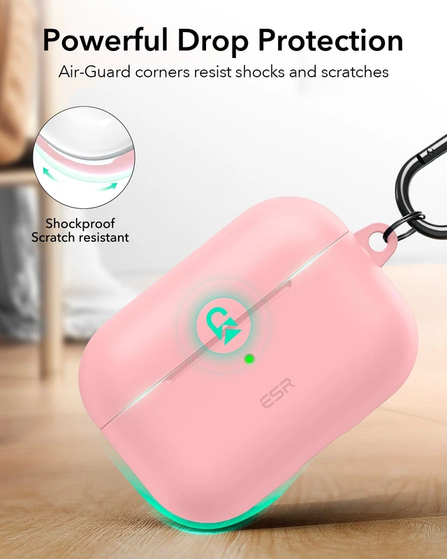 Alt view image 6 of 7 - for AirPods Pro 2 Case, Magnetic Lid, Cloud Series, Pink Compatible with AirPods Pro 2nd/1st Case (2023/2022/2019), (USB-C/Lightning Cable), Full Drop Protection Cover with Carabiner