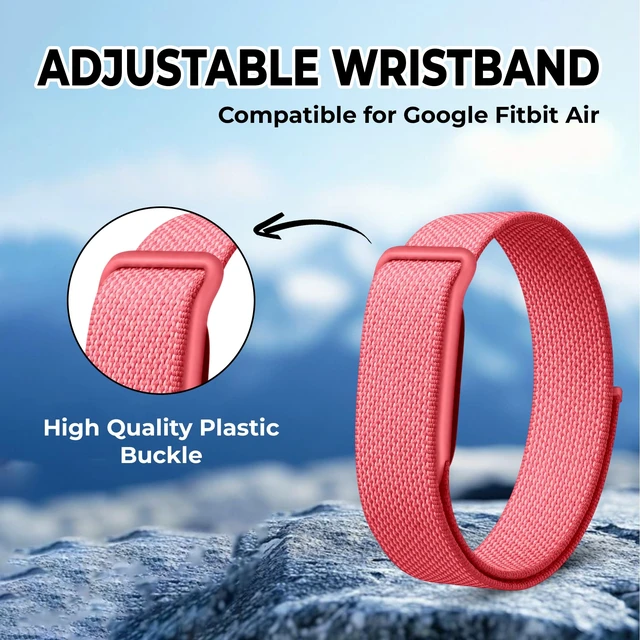 Alt view image 3 of 7 - Stretch Nylon Loop Band Compatible with Google Fitbit Air, Soft Breathable Woven Sport Strap, Adjustable Elastic Replacement Wristband for Men & Women