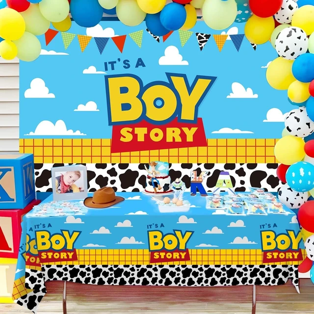 Alt view image 2 of 7 - Boy Story Baby Shower Decorations Backdrop Banner,It's A Boy Stroy Large Size 3 x 5Ft Toy Cloud Backdrop Banner Decor
