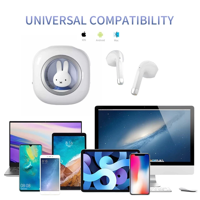 Alt view image 6 of 7 - Next-Gen x Miffy 2026 Wireless Earbuds, BT5.3 36H Playtime AI ENC Noise Cancelling IPX7, Bluetooth Sport Earphones with Charging Case, Bunny Design Pastel Sky Blue - Gift for Father's Day