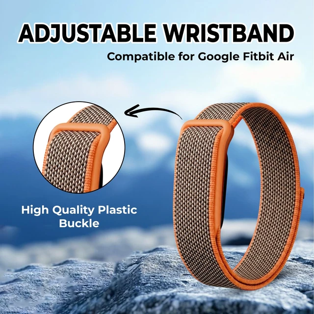 Alt view image 3 of 7 - Stretch Nylon Loop Band Compatible with Google Fitbit Air, Soft Breathable Woven Sport Strap, Adjustable Elastic Replacement Wristband for Men & Women