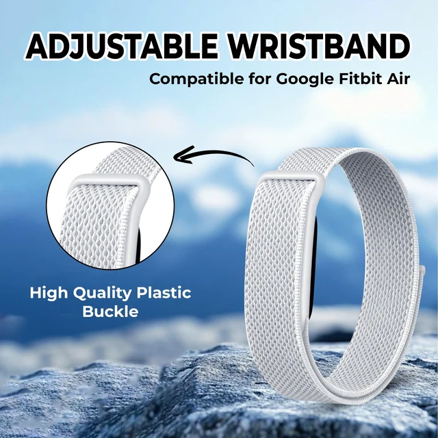 Alt view image 3 of 7 - Stretch Nylon Loop Band Compatible with Google Fitbit Air, Soft Breathable Woven Sport Strap, Adjustable Elastic Replacement Wristband for Men & Women