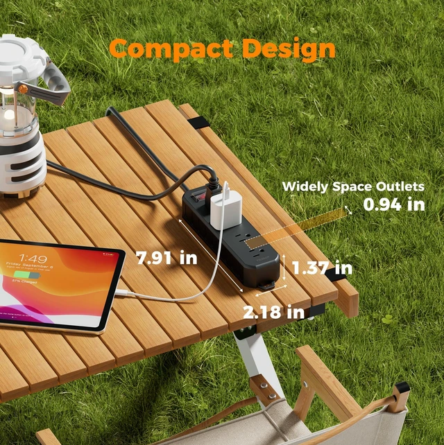 Alt view image 7 of 7 - Outdoor Power Strip Weatherproof, 6FT Extension Cord Waterproof 4 Outlets 1 Switch, Surge Protector 1700J, Wall Mountable for Home Office and Patio Christmas Lights, Black