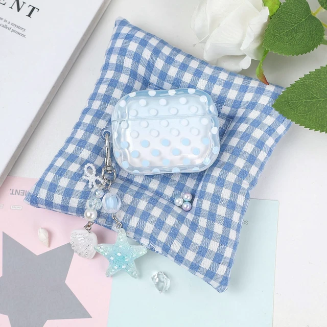 Alt view image 4 of 7 - for AirPods Pro 3 Case Polka Dot Aesthetics Cover -Blue Dots Cute Polka Dot Aesthetics Shell Starfish Keychain Girls Women Case for AirPods Pro 3rd Generation(2025)