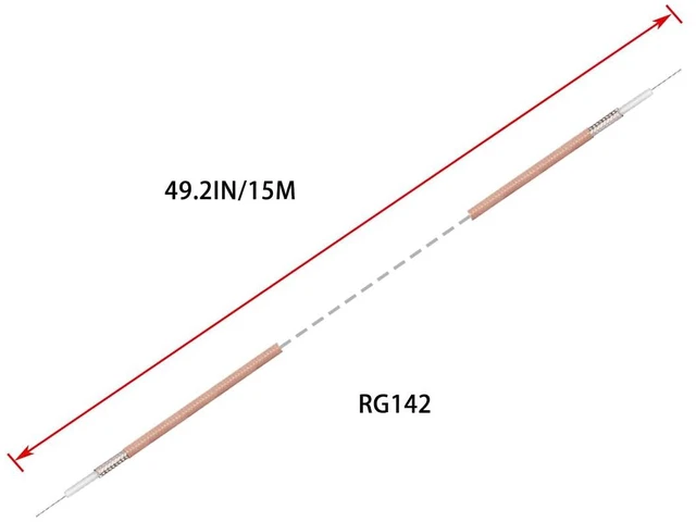 Alt view image 4 of 4 - RG142 Cable Low Loss RF Coaxial Cable 49.2FT/15M Brown Silver-Plated Copper Double Shielded Coax