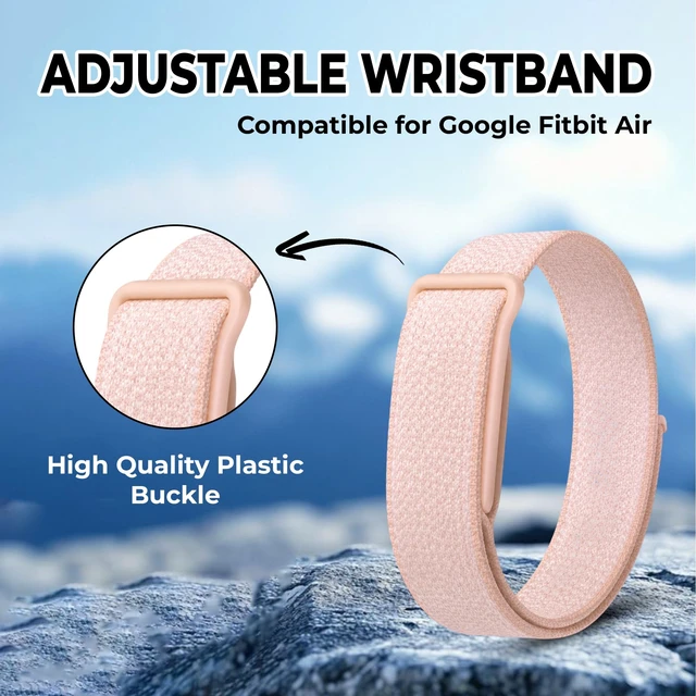 Alt view image 3 of 7 - Stretch Nylon Loop Band Compatible with Google Fitbit Air, Soft Breathable Woven Sport Strap, Adjustable Elastic Replacement Wristband for Men & Women