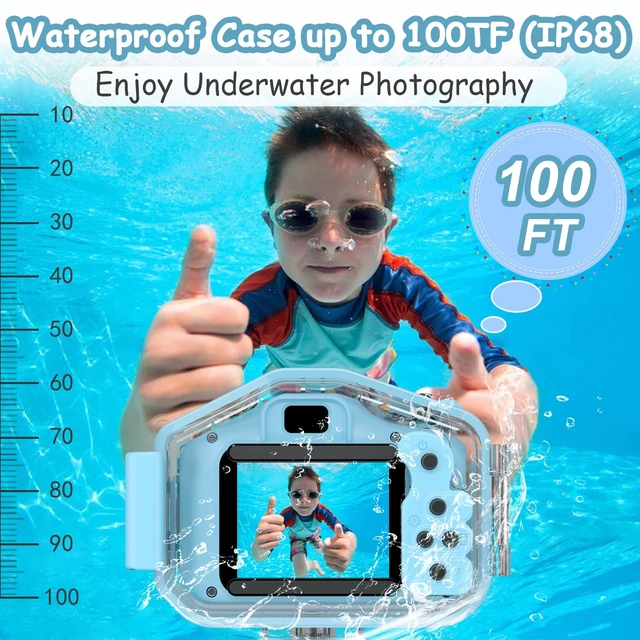 Alt view image 3 of 7 - Kids Waterproof Camera, Underwater HD Digital Camcorder, Blue Mini Action Toys, Christmas Birthday Gifts for Toddler Boys Girls 3-12, Ideal for Summer Beach Pool Camp Travel, 32GB card