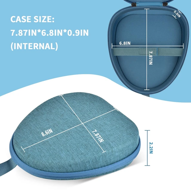 Alt view image 5 of 7 - Headphone Travel Case with Secure Strap and Accessory Pocket, Green Hard Shell Protection, Fits Most Foldable Over-Ear Headphones, 7.87 x 6.8 x 0.9 in Interior, for Music Fans, Case Only