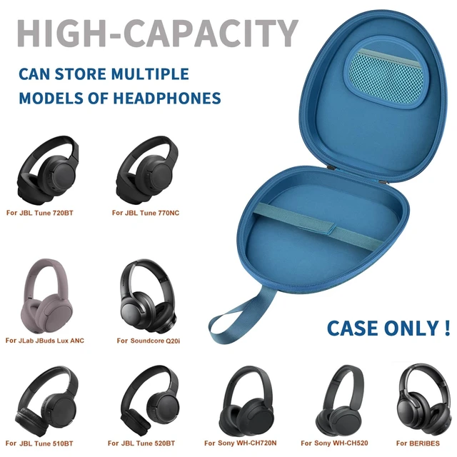 Alt view image 2 of 7 - Headphone Travel Case with Secure Strap and Accessory Pocket, Green Hard Shell Protection, Fits Most Foldable Over-Ear Headphones, 7.87 x 6.8 x 0.9 in Interior, for Music Fans, Case Only