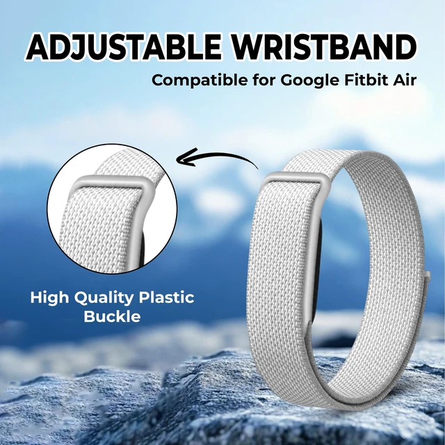 Alt view image 3 of 7 - Stretch Nylon Loop Band Compatible with Google Fitbit Air, Soft Breathable Woven Sport Strap, Adjustable Elastic Replacement Wristband for Men & Women