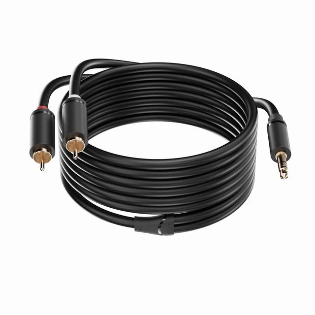 Alt view image 6 of 6 - 3.5mm Aux to RCA Cable 16FT, 2Pack, 1/8 Aux Male to Dual RCA Male Stereo Y Splitter Cord, 24K Gold-Plated, Compatible with Television, PC, Smartphone, Dot, Tablet and Speaker