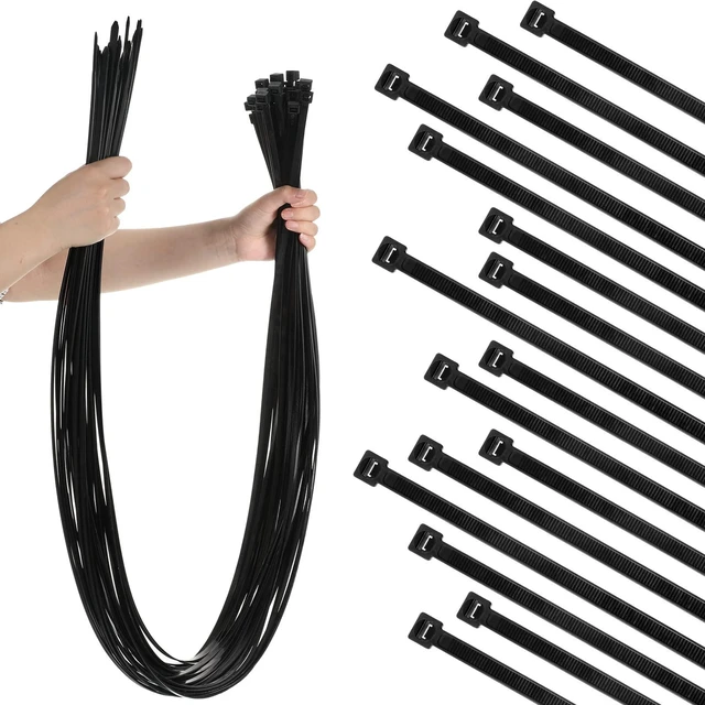 Main image of 48 Pcs 60 Inch Large Zip Ties Heavy Duty Outdoor Extra Large Zip Ties Extra Long Cable Wire Plastic Ties with 176 Pounds Tensile Strength Self Locking UV Resistant (Black)