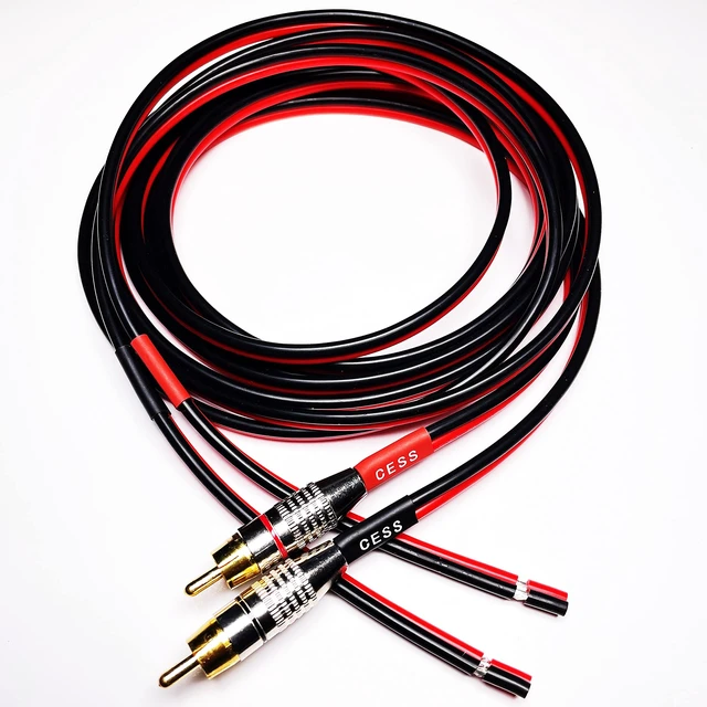 Alt view image 3 of 6 - RCA Plug to Speaker Wire Leads, 6 ft, 14AWG, 2-Pack Gold plated RCA plugs help resist oxidation and contact noise