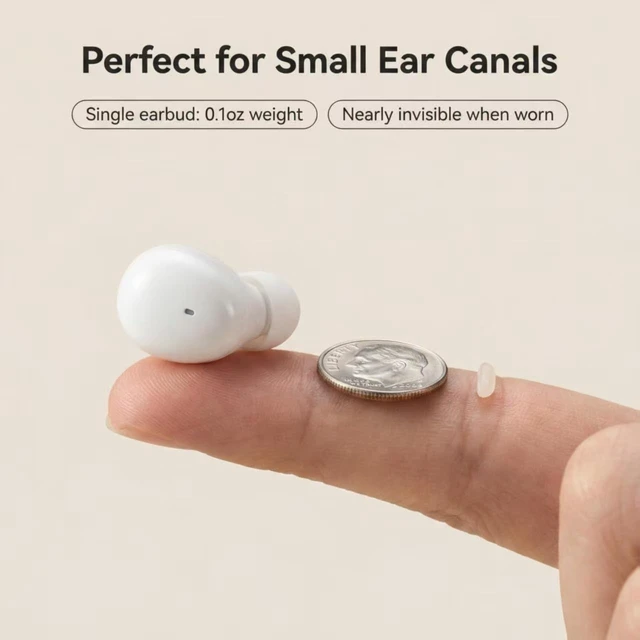 Alt view image 3 of 7 - Ultra small mini earphones Mini Invisible Wireless Earbuds for Small Ear Canals, Low Profile Hidden Sleep Earbuds, IPX5 Waterproof Bluetooth Headphones for Work, Side Sleep & Daily Use (white)
