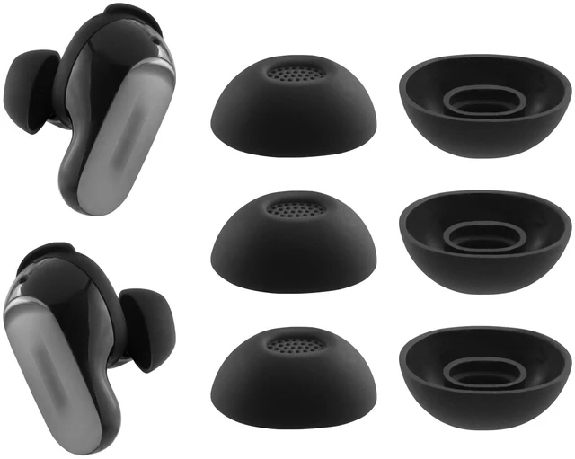 Main image of Replacement Ear Tips for Bose QuietComfort Ultra Earbuds 2nd Gen 3 Pairs (Black, Medium), Silicone Ear Tips
