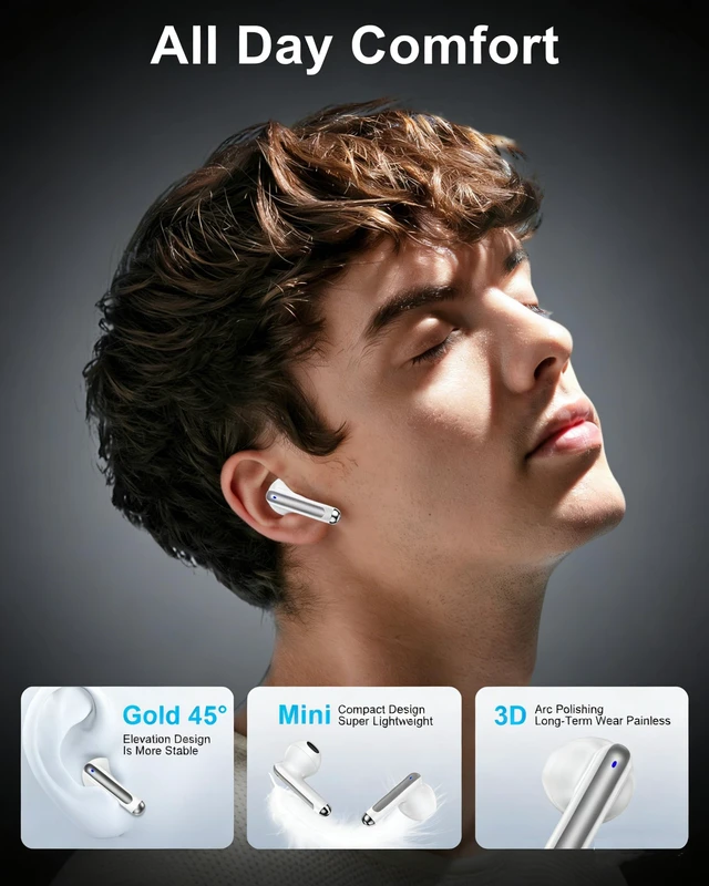Alt view image 4 of 7 - Wireless Ear Buds Bluetooth Earbuds, iPhone 18 17e 17 Earphones Headphone AirPods for iPhone 18 Pro Max 17Pro 16 Pro Max/15, Samsung Galaxy, Google Pixel, OnePlus, Apple Air Pods Android Buds in Ear