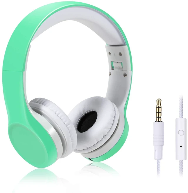Main image of Kids Headphones with Cord, Toddler Headphones with Sharing Function, 85dB/93dB Safe Volume Limit, for Toddler Children Baby Boys Girls On-line Study, School, Travel use (Light Green)