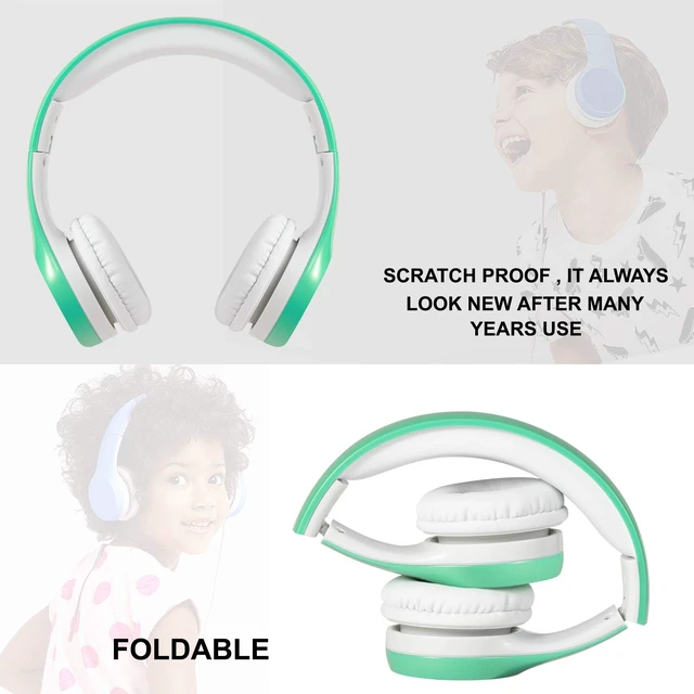 Alt view image 3 of 6 - Kids Headphones with Cord, Toddler Headphones with Sharing Function, 85dB/93dB Safe Volume Limit, for Toddler Children Baby Boys Girls On-line Study, School, Travel use (Light Green)