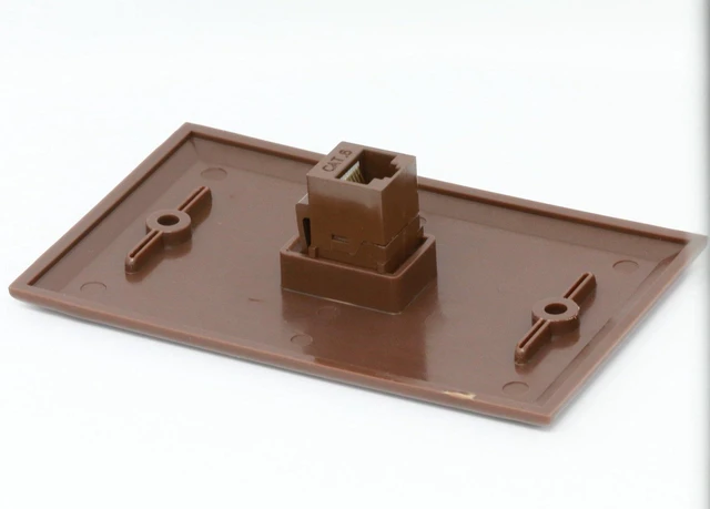 Main image of 1 Gang 1 Port Cat6 Wall Plate - Brown (Pack of 2)
