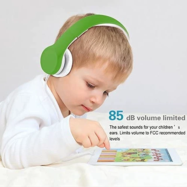 Alt view image 4 of 6 - Kids Headphones with Cord, Toddler Headphones with Sharing Function, 85dB/93dB Safe Volume Limit, for Toddler Children Baby Boys Girls On-line Study, School, Travel use (Light Green)