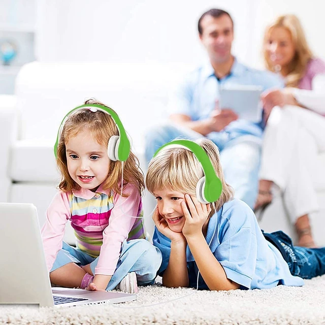 Alt view image 5 of 6 - Kids Headphones with Cord, Toddler Headphones with Sharing Function, 85dB/93dB Safe Volume Limit, for Toddler Children Baby Boys Girls On-line Study, School, Travel use (Light Green)