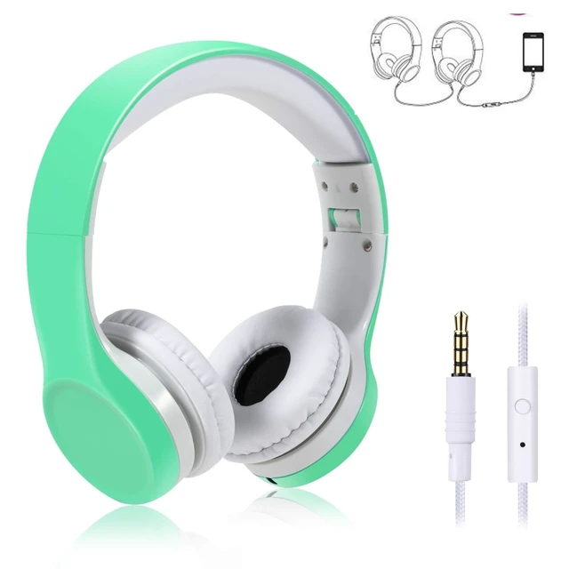Alt view image 6 of 6 - Kids Headphones with Cord, Toddler Headphones with Sharing Function, 85dB/93dB Safe Volume Limit, for Toddler Children Baby Boys Girls On-line Study, School, Travel use (Light Green)