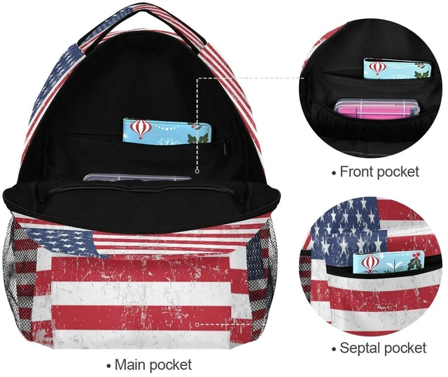 Alt view image 5 of 7 - Vintage American Flag Backpack for Boys Girls Teens, College Backpack School Bag Lightweight Bookbag Travel Laptop Casual Daypack