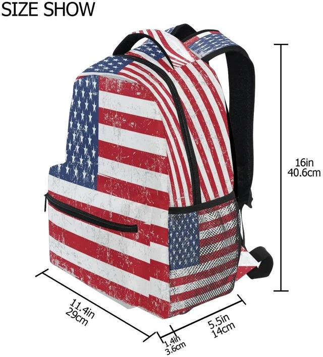 Alt view image 6 of 7 - Vintage American Flag Backpack for Boys Girls Teens, College Backpack School Bag Lightweight Bookbag Travel Laptop Casual Daypack