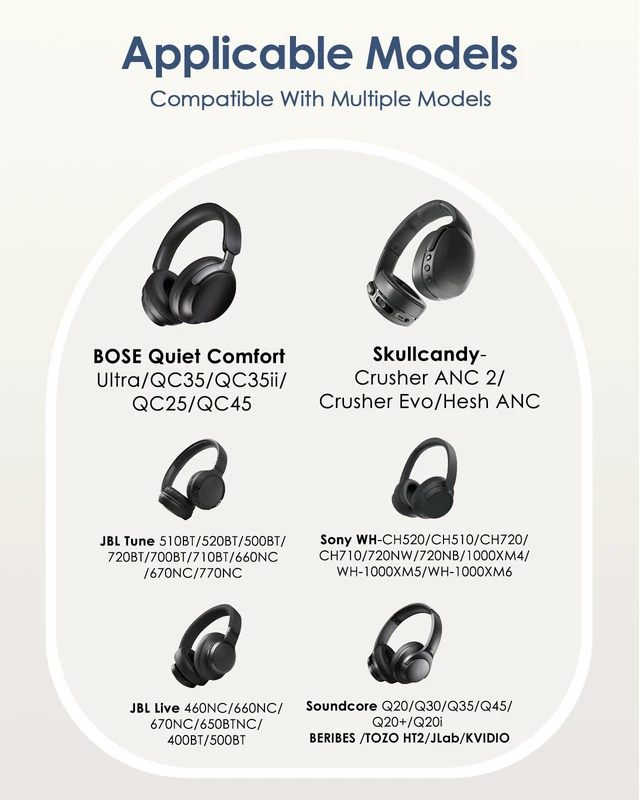 Alt view image 2 of 7 - Headphone Hard Case Replacement for Bose QuietComfort Ultra QC45 QC35 QC25 QC15 QCSE Over-Ear Headphones, Super-Slim Upgrade PU Universal Portable Travel Organizer Bag (Blue)
