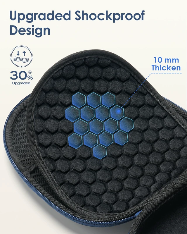 Alt view image 3 of 7 - Headphone Hard Case Replacement for Bose QuietComfort Ultra QC45 QC35 QC25 QC15 QCSE Over-Ear Headphones, Super-Slim Upgrade PU Universal Portable Travel Organizer Bag (Blue)