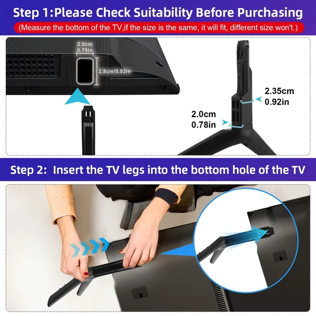 Alt view image 6 of 7 - Tv Legs Replacement for Samsung,TV Stand Legs for UN50TU7000 UN55TU7000 UN58TU7000 Models - Screwless Easy Install
