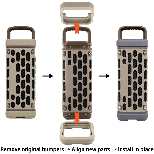 Alt view image 4 of 7 - for Turtlebox Ranger Bumpers, Protective Snap-On Covers, Gray Premium Soft Silicone Material, Shock Cushioning, Enhanced Grip, Long-Lasting Performance